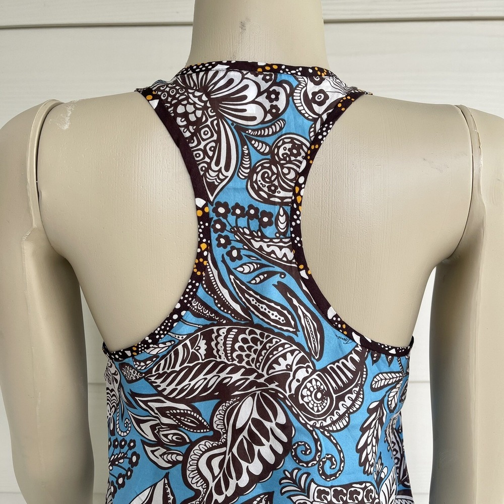 Trina Turk 100% Silk Paisley Tank Top S Racerback Boho Y2K Resort Coastal USA - Picture 4 of 11